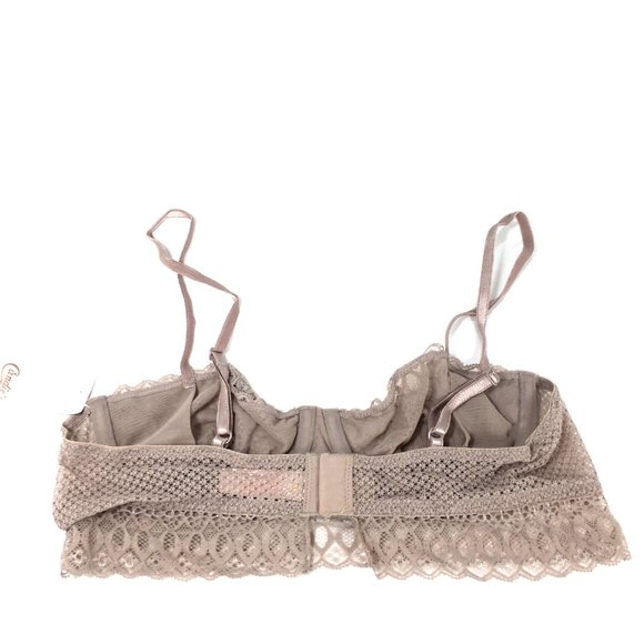 NWTCandies 2 Bras Scalloped Trim Unlined Red Tan 34A Mesh Adjustable Straps NEW - Picture 6 of 9